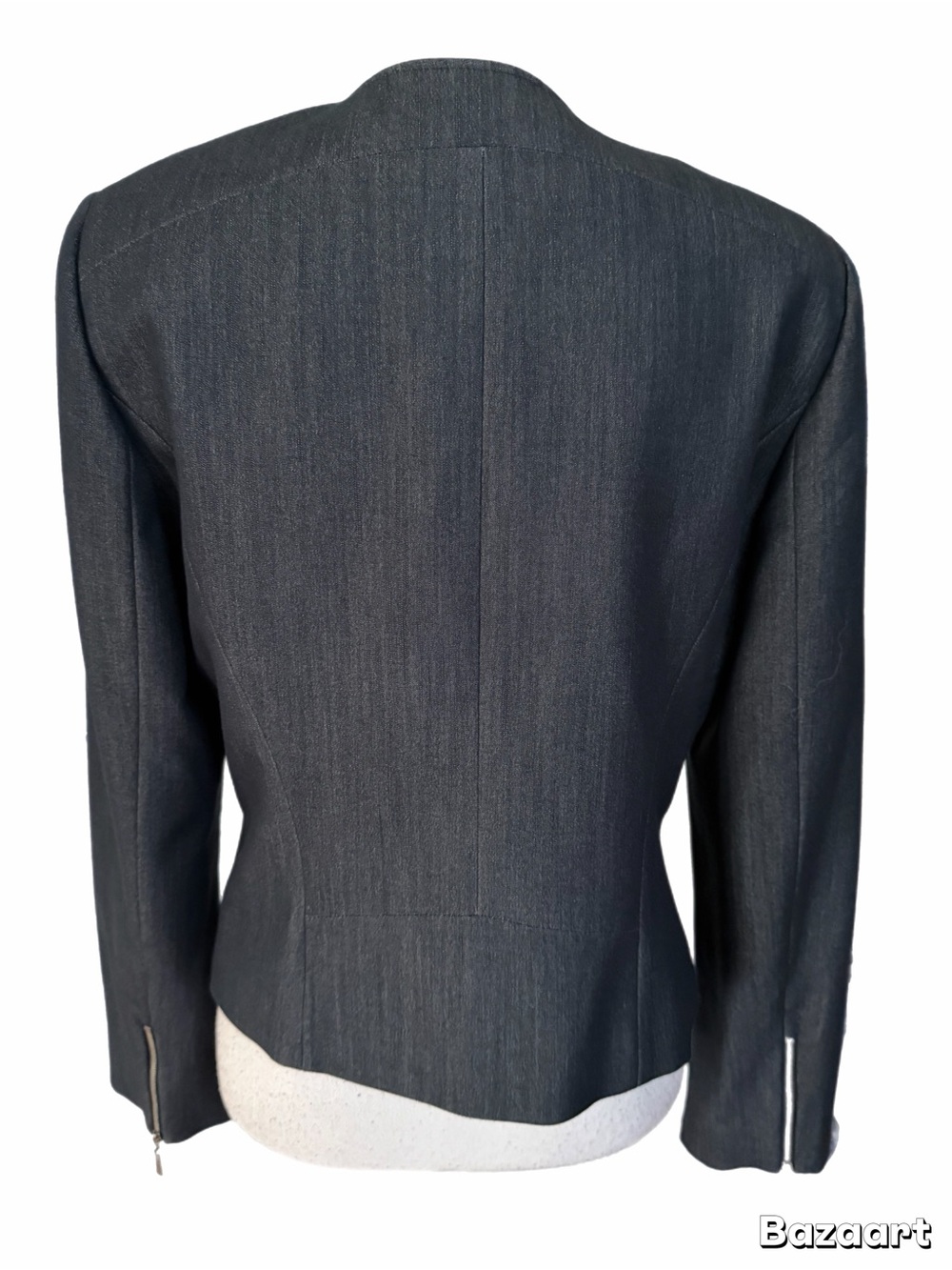Tahari Women's Navy Blue Tailored Pantsuit with Asymmetrical Jacket - Picture 4 of 9